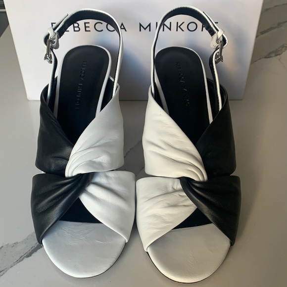 Rebecca Minkoff black and white leather heels size 7 - Picture 1 of 5